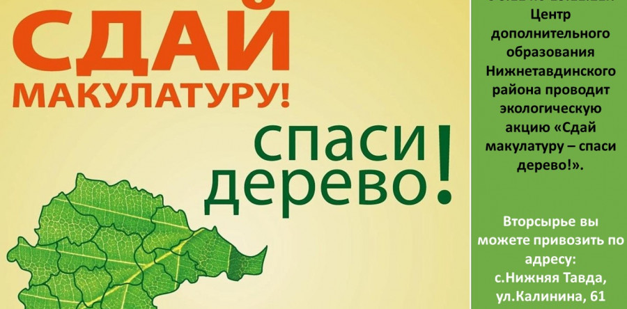 Сдай макулатуру – спаси дерево!