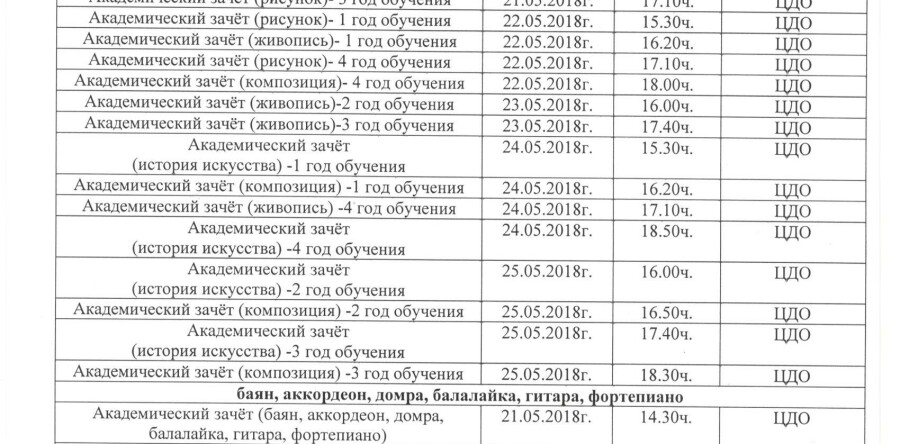 График промежуточной аттестации и выпускных экзаменов
